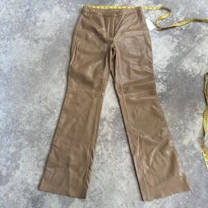 Kenneth Cole Lambskin Leather Iguana Dixon Pant Women‎ Size 4 New Dune Tan Brown